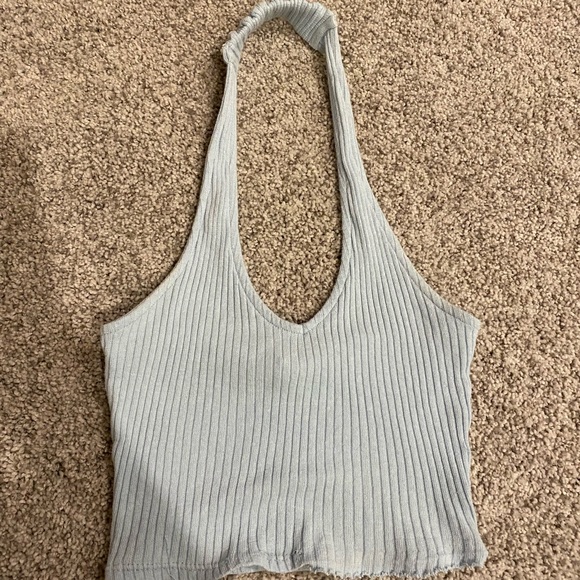 baby blue cropped halter top - Picture 1 of 2